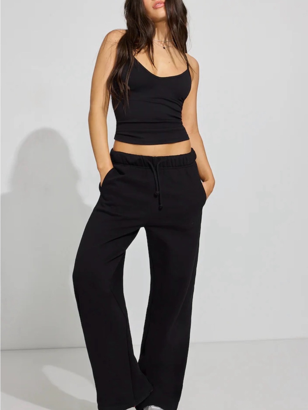 Garage Black Wide-Leg Drawstring Joggers